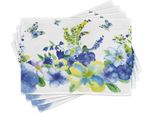 Abakuhaus Tovagliette Gialle E Blu, Acquerello Fiori Primaverili Acquerello Fioritura Farfalla Disegno, 30 X 45 Cm, Blu Reale Verde Lime