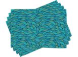 Tovagliette Abakuhaus Teal, Design Astratto A Onde Con Diversi Colori, Stampa Con Motivo Marino A Tema Oceanico, 30 X 45 Cm, Blu Menta Verde