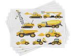 Tovagliette Per Asilo Abakuhaus, Raccolta Di Immagini Di Veicoli Da Cantiere E Macchinari: Camion, Bulldozer, Gru, 30 X 45 Cm, Terra, Giallo, Nero
