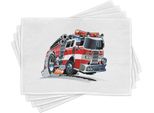 Tovagliette Abakuhaus Per Camion, Sicurezza Pubblica, Tema Velocità, Veicoli, Vigili Del Fuoco, Lavoro Pericoloso, 30 X 45 Cm, Azzurro E Rosso Scarlatto