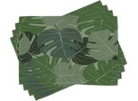 Tovagliette Abakuhaus Verde Bosco, Motivo Mimetico Di Foglie Di Palma Tropical Natur Con Il Motto Foliage, 30 X 45 Cm, Verde Chiaro Verde Chiaro
