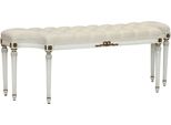 Casa Padrino Panca Barocca Crema / Bianco / Oro Antico - Panca Imbottita In Legno Massiccio Con Decorazioni Intagliate A Mano - Mobili Barocchi