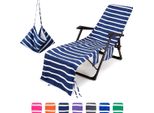 Copertura Protettiva Per Lettino Da Giardino, Copertura Per Lettino Da Spiaggia, Copertura Per Lettino Da Sole, Copertura Per Lettino Da Piscina, Copertura In Spugna Per Lettino, Copertura Per Sedia Da Spiaggia In Microfibra (Blu Scuro)