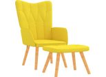 Vidaxl Poltrona Relax Con Sgabello In Tessuto Giallo Senape