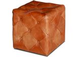 Casa Padrino Sgabello Chesterfield In Pelle 40 X 40 X H. 45 Cm - Vari Colori - Poggiapiedi In Vera Pelle - Mobili Da Salotto Chesterfield, Colore Pelle:Vintage Light Brown