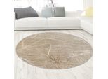 Tappeto Moderno Di Design Con Nodi Lucidi Astratto Beige Dimensioni - 200 Cm Rotondo