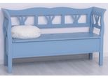 Casa Padrino Panca In Stile Country Azzurro Antico 163 X 48 X H. 92 Cm - Panca In Legno Massello Con Contenitore - Mobili In Legno Massello - Mobili In Stile Country - Arredamento In Stile Country