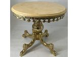 Casa Padrino Tavolino Barocco Crema/Oro Ø 60 X H. 48 Cm - Tavolino Rotondo In Ottone Con Piano In Marmo - Mobili In Stile Barocco - Mobili In Stile Barocco - Qualità Lusso - Italy