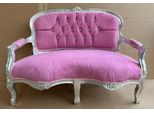 Casa Padrino Panca Barocca Per Bambini Con Pietre Scintillanti E Braccioli Rosa/Argento - Magnifica Panca Antica Per Camera Dei Bambini - Mobili Barocchi Per Bambini - Mobili Barocchi Per Camera Dei Bambini