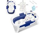Jopassy Vasca Da Bagno Per Bambini 60,5X43X20,5Cmvasca Da Bagno Per Bambini Pieghevole Blu Pp+Pte Vasca Da Bagno Per Bambini Con Pedana Antiscivolo (Con Cuscino Di Seduta)