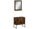Vidaxl Set Di Mobili Da Bagno A 2 Pezzi In Legno Di Quercia Fumé
