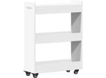 Vidaxl Armadio Con Rotelle Bianco 60X22X79 Cm Materiale A Base Di Legno