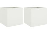 Vidaxl Fioriera 2 Pezzi Bianco 42X40X39 Cm Acciaio
