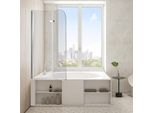 Jopassy Schermo Pieghevole Vasca Da Bagno Attacco Doccia Schermo 180° Esg Nano Easy Clean Vetro 2 Pezzi Pieghevole 100*140CM Argento