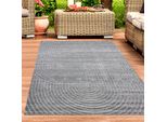 Tappeto Moderno Per Esterni Resistente Alle Intemperie Per Terrazze E Balconi In Stile Boho Di Alta Qualità E Di Facile Manutenzione Color Antracite - 140 X 200 Cm