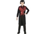 Vampiro Halloween Costume Bambini Nobile Giacca Rosso Gilet Classico Papillon Perfetto Spaventoso Notte Carnevale Costume Spaventoso Conte Camicia Pantaloni Cappotto Nero, Taglia: 128/134 Colore: Nero