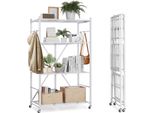 Vevor 4 Ripiani, Scaffali Pieghevoli Con Ruote, 53X91X152 Cm, Scaffale Pieghevole Per Carichi Pesanti, Scaffale In Piedi Senza Montaggio, Scaffale Per La Casa, Scaffale Per La Cucina, Scaffale In Metallo Per Garage, Cucina, Cantina, Bianco
