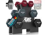Re:Sport® Set Di Manubri Da 12 Kg Con 2×1 Kg, 2×2 Kg E 2×3 Kg Incl. Supporto E 3 Bande Fitness | Manubri In Neoprene Antiscivolo Per Uomo E Donna | Set Di Manubri Per Manubri
