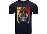 T-Shirt Da Uomo Diarbo Con Stampa Divertente Mr Pug Blu Scuro Taglia S