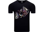 T-Shirt Da Uomo Diarbo Con Stampa Astratta Di Uccelli E Fiori Nera Taglia Xxl