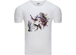 Diarbo T-Shirt Da Uomo Con Stampa Astratta Di Uccelli E Fiori Bianca Taglia Xxxl
