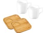 Set Da Tavola Wilmax 2 Piatti In Bambù E Tazze In Porcellana WL-771116/A2-WL-993066/A2
