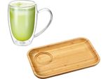 Set Da Tavola Wilmax Con Piatto In Bambù E Bicchiere Da Tè (500 Ml) WL-771126/A-WL-888742/A