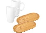 Set Da Tavola Wilmax 2 Piatti In Bambù E Tazze In Porcellana WL-771119/A2-WL-993093/A2
