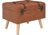 Vidaxl Sgabello Con Vano Portaoggetti 40 Cm In Pelle Finta Marrone Chiaro