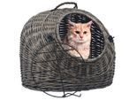 Vidaxl Cestino Per Gatti Grigio 45X35X35 Cm Vimini Naturale