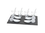 Set Da Portata Per Tapas Quadrato Excellent Houseware, Ardesia/Porcellana, 30X15 Cm, Nero/Bianco
