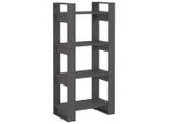 Libreria/Divisorio Grigio 60X35X125 Cm In Legno Massello