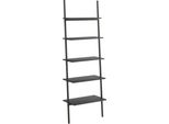 Scaffale A Scala Con 5 Ripiani Nero 64X34X185,5 Cm