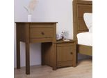 Comodino Marrone Miele 79,5X38X65,5 Cm In Legno Di Pino Massiccio