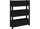 Vidaxl Fioriera Nera 77X25X104,5 Cm In Legno Di Pino Massiccio