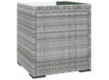 Vidaxl Tavolino Grigio 40X37X40,5 Cm In Poly Rattan E Vetro Temperato