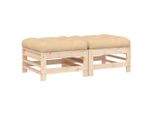 Sgabello Da Giardino Con Cuscino 2 Pz. Legno Di Pino Massiccio