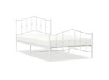 Vidaxl Struttura Letto Con Testiera E Pediera In Metallo Bianco 107X203 Cm