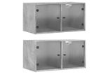 Vidaxl Armadi A Muro Con Ante In Vetro 2 Pz. Grigio Cemento 68,5X37X35 Cm