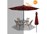 Tolletour Ombrellone Da 3,5 M Protezione Solare UV40+ Ombrellone Da Giardino Ombrellone Da Spiaggia Led Solare, Rosso