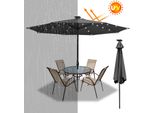 Tolletour Ombrellone Da 3,5 M Protezione Solare UV40+ Ombrellone Da Giardino Ombrellone Da Spiaggia Led Solare, Grigio