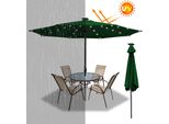 Tolletour Ombrellone Da 3,5 M Protezione Solare UV40+ Ombrellone Da Giardino Ombrellone Da Spiaggia Led Solare, Verde