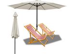 Jiubiaz 3,5 M Ombrellone Da Giardino Protezione Solare UV40+ Ombrellone Da Spiaggia，Beige