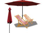 Fiqops 3,5 M Ombrellone Da Giardino Protezione Solare UV40+ Ombrellone Da Spiaggia，Rosso