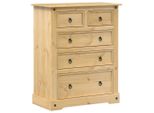 Cassettiera 92X48X114 Cm In Legno Di Pino Massiccio