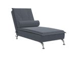 Chaise Longue Da Massaggio Con Bolster In Velluto Grigio Scuro