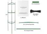 Succebuy Gabbie Per Pomodori, 121,9 Cm, Confezione Da 6, Supporto Impilabile Per Piante, Traliccio Per Ortaggi, Fiori, Piante Rampicanti, Letto Rialzato, Picchetti In Metallo Verde