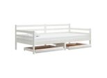 Letto Da Giorno Con Cassetti 90X200 Cm In Legno Di Pino Massiccio Bianco