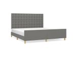 Giroletto Con Testiera In Tessuto Grigio Scuro 180X200 Cm