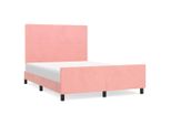 Vidaxl Struttura Letto Con Testiera Rosa 140X200 Cm In Velluto